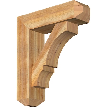 Ekena Millwork Balboa Craftsman Rough Sawn Bracket w/ Offset Brace, Western Red Cedar, 8"W x 28"D x 32"H BKT0806X28X32BOA04RWR